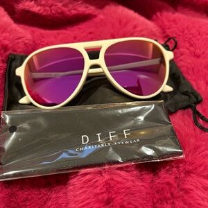 DIFF TOSCA II MATTE WHITE WITH PINK RUSH MIRROR SUNGLASSES